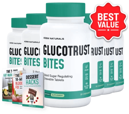 GlucoTrust Bites 6 bottle best value bundle with bonus guides